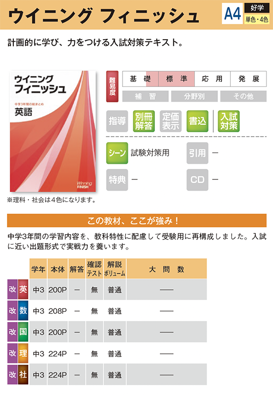中学生用教材 通年用教材 | 教材案内 | 株式会社ブロッサム