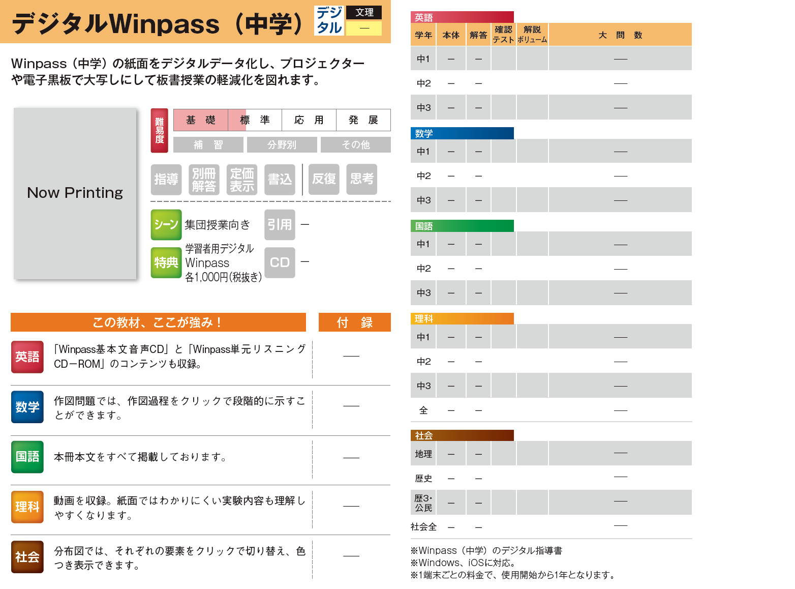 中学生用教材 通年用教材   教材案内   株式会社ブロッサム